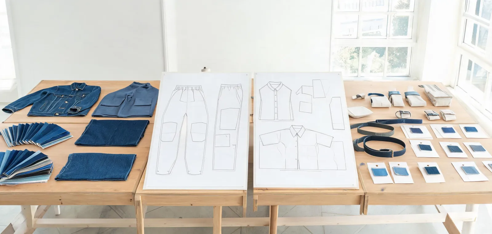 Denim apparel application development wall